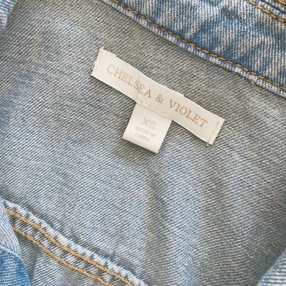 NWOT Chelsea & Violet Peplum Hem Puff Sleeve Distressed Denim Jean Jacket | XS - Picture 9 of 11